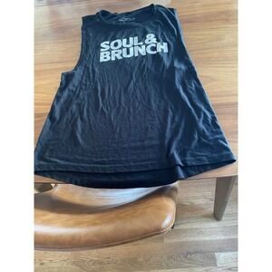 SOULCYCLE‎ Black Graphic Muscle Tank Top Womens Soul Brunch Athletic Casual